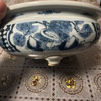 Bruciaprofumi in porcellana a decoro blu e bianco