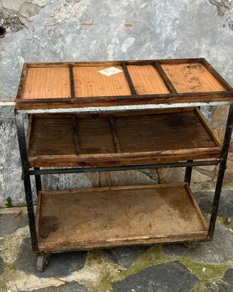 CARRELLI IN FERRO PORTA ATTREZZI OFFICINA VINTAGE