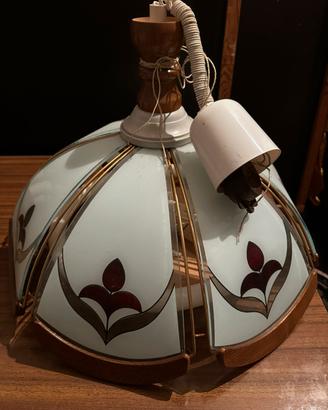 Lampadario vetro e legno
