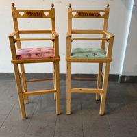 Seggioloni artigianali per bambole in legno