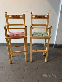 Seggioloni artigianali per bambole in legno