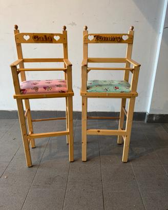 Seggioloni artigianali per bambole in legno