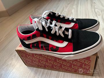 Vans old skool basse con scritta nera e rossa n.36