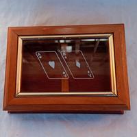 Scatola carte da gioco legno e vetro 