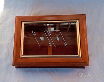 Scatola carte da gioco legno e vetro 