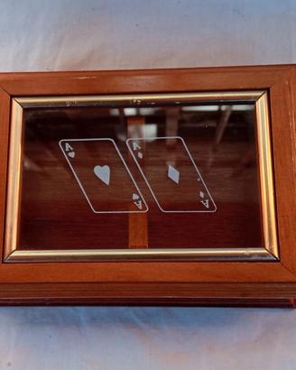Scatola carte da gioco legno e vetro 