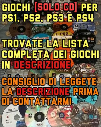 Giochi (SOLO CD) Per PS1, PS2, PS3 e PS4