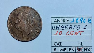 Mineta 10 Centesimi 1894 "Umberto I"