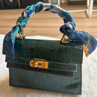 Borsa CUPLE  di alta qualitá verde effetto cocco