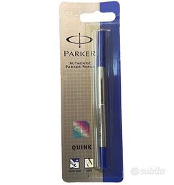 2 Refill Blu Parker Quink Roller Ball, punta media