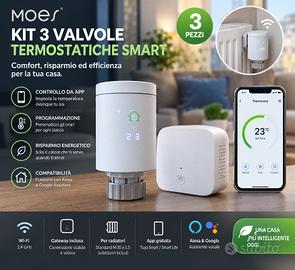 Kit 3 Valvole Termostatiche Smart Moes + Gateway