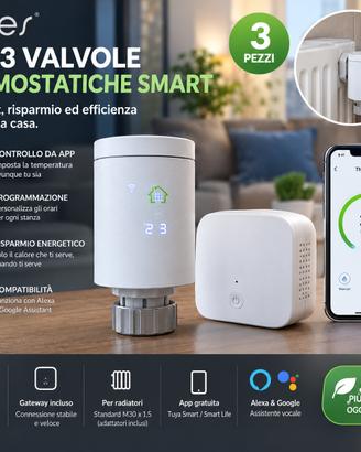 Kit 3 Valvole Termostatiche Smart Moes + Gateway