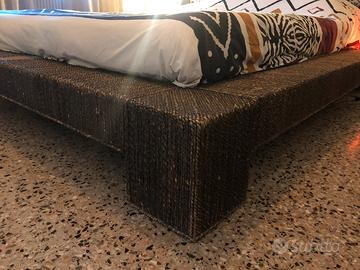 Letto matrimoniale etnico boho in legno massello