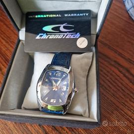 Orologio Cronotech  blu con cinturino in pelle.