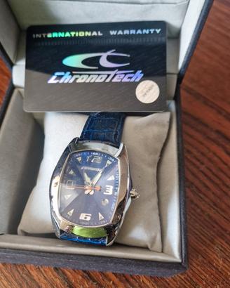 Orologio Cronotech  blu con cinturino in pelle.