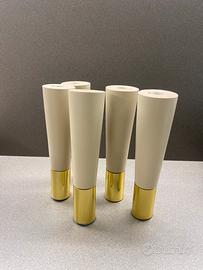 5 Piedini design per mobile 17 cm – beige + ottone
