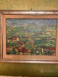 Quadro pittore Zanella «Brescia dall’alto»