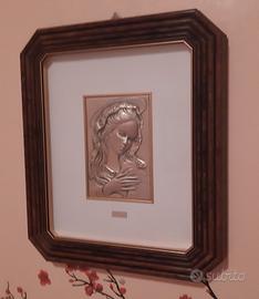 Quadro argento in rilievo icona Madonna