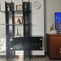 Mobile libreria e bar in legno e vetro