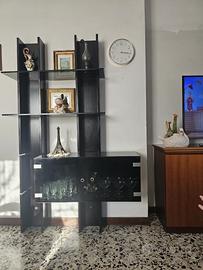 Mobile libreria e bar in legno e vetro