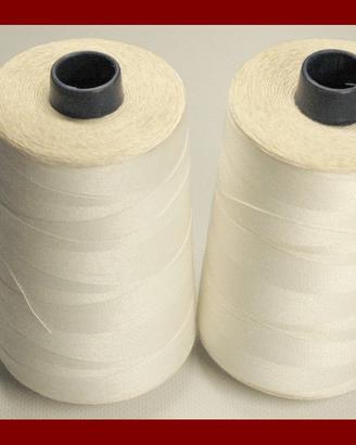 2 bobine filo cucire industriale in cotone bianco