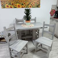 tavolo e sedie in legno massello 