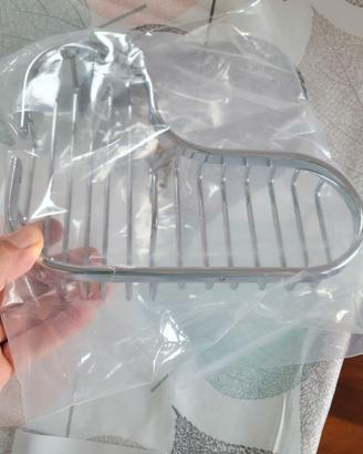 Portasapone doppio angolare in ottone cromato