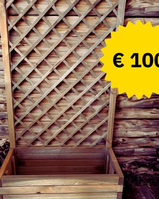 Fioriera in legno da esterno con grigliato