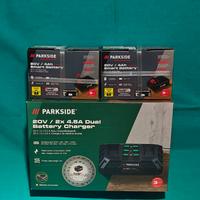Kit 2 Batterie +  Caricabatterie Doppio Parkside 