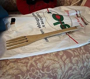 Forchettone in legno vintage anni 50 per pasta lun