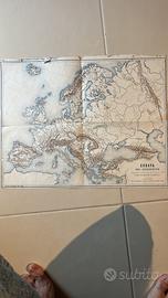 Antica carta geografica 1909 europa