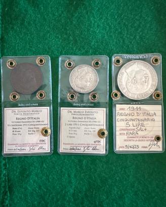 5 lire 2 lire e 10 centesimi Cinquantenario