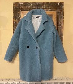 Cappotto teddy azzurro polvere