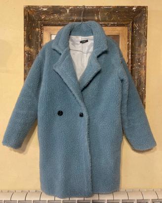Cappotto teddy azzurro polvere