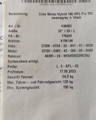e-bike cube stereo 240 HPC PRO 750