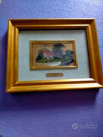 QUADRETTO CM.26 X 21 AD OLIO SU FOGLIA ORO 