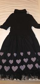 Abito Benetton di maglina con cuori 6-7 anni