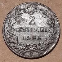 RARA 2 CENTESIMI 1896 UMBERTO I 
