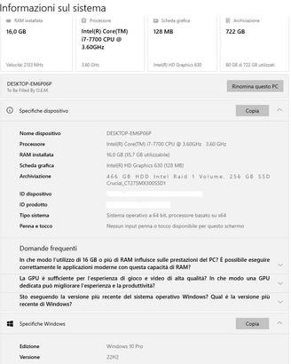 Atlantik PC Tower i7 7^ Gen. 16 Gb ram SSD+HDD