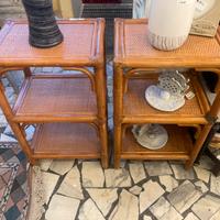 Coppia comodini scaffali vimini 45x35 H75