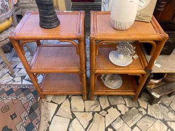 Coppia comodini scaffali vimini 45x35 H75