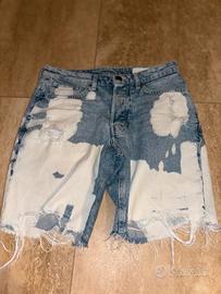 Pantaloni Jeans corti azzurri bianchi