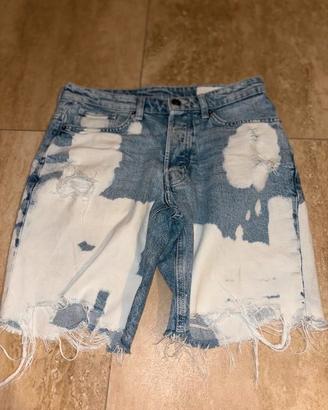 Pantaloni Jeans corti azzurri bianchi