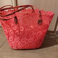 Shopping bag in pizzo con sacchetto interno 