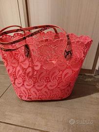 Shopping bag in pizzo con sacchetto interno 