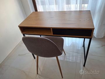 scrivania moderna con cassetto e vano + sedia 