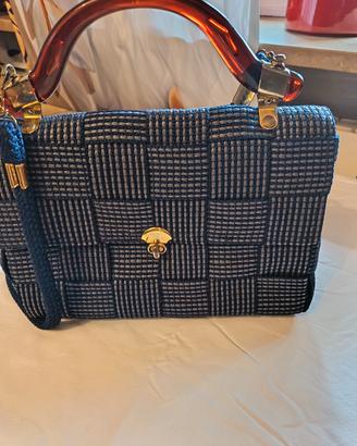 Borsa a Mano Vintage con Trama Intrecciata


