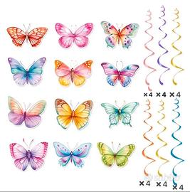 Set Decorativo Premium di 24 Farfalle Sospese Mult