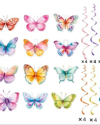 Set Decorativo Premium di 24 Farfalle Sospese Mult