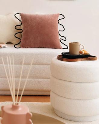 Pouf rotondo Snowy 38 cm in bouclé bianco – Deghi